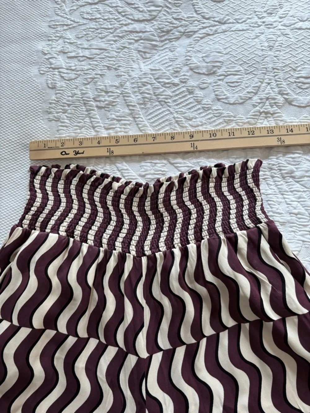 Maeve Printed Wide-Leg Pants by Anthropologie pull on smocked waist size small
